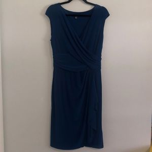 Chaps Sz L Wrap Dress Cobalt Blue Flowy